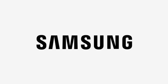 Samsung logo in black on white background.